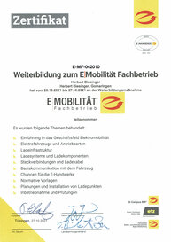 Zertifikat E-Mobilität