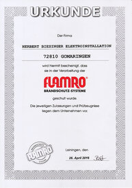 Flamro Zertifikat